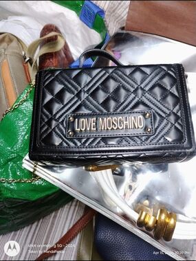 Love Moschino Black Quilted Shoulder Bag with Gold Hardware